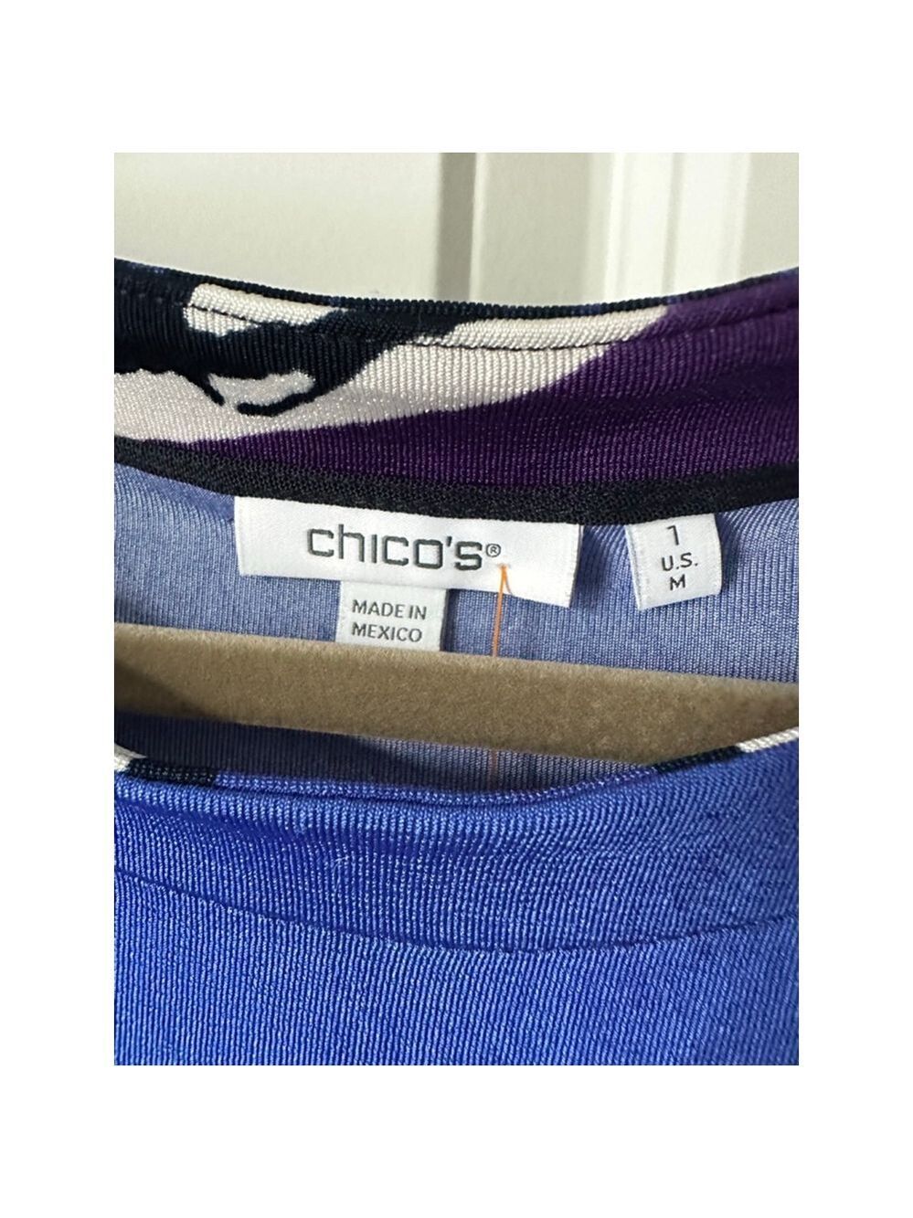 Chico's Blue Purple Abstract Short Sleeve Tee M - Picture 5 of 7